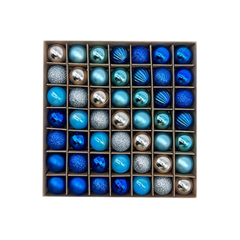 49-Piece Christmas Ornament Set - 3cm Blue, Silver Baubles for Christmas Tree Decoration-0