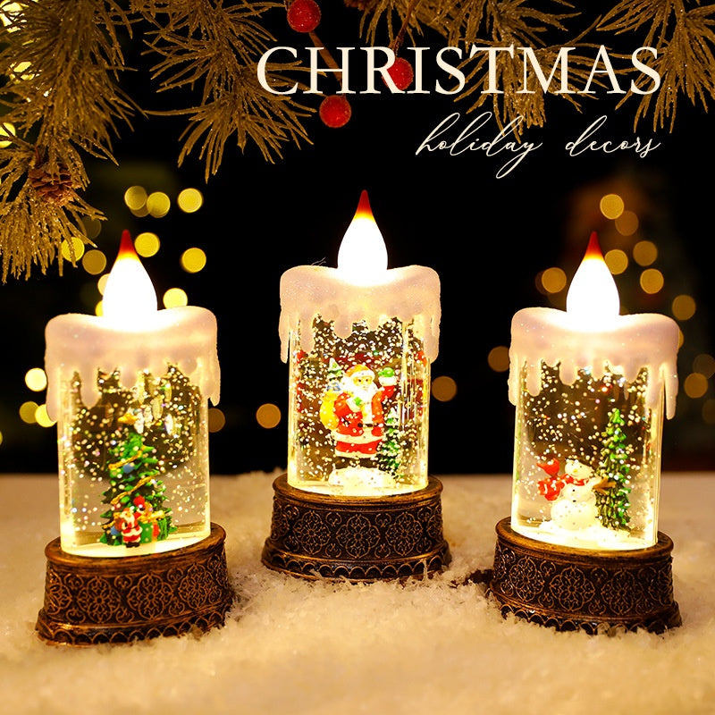 Christmas Light-Up Water-Filled Candle Creative Mini Lantern Night Light Decoration