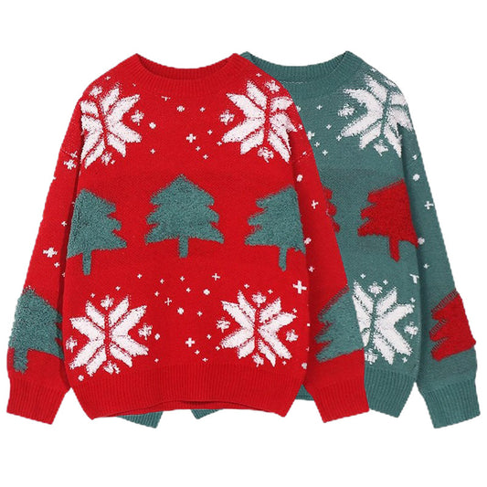 Christmas Snowflakes Christmas Tree Knitwear Sweater