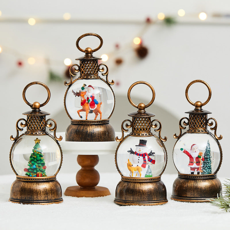 Christmas LED Mini Oil Lamp Holiday Gift Desktop Window Display Scene Atmosphere Decoration Ornament