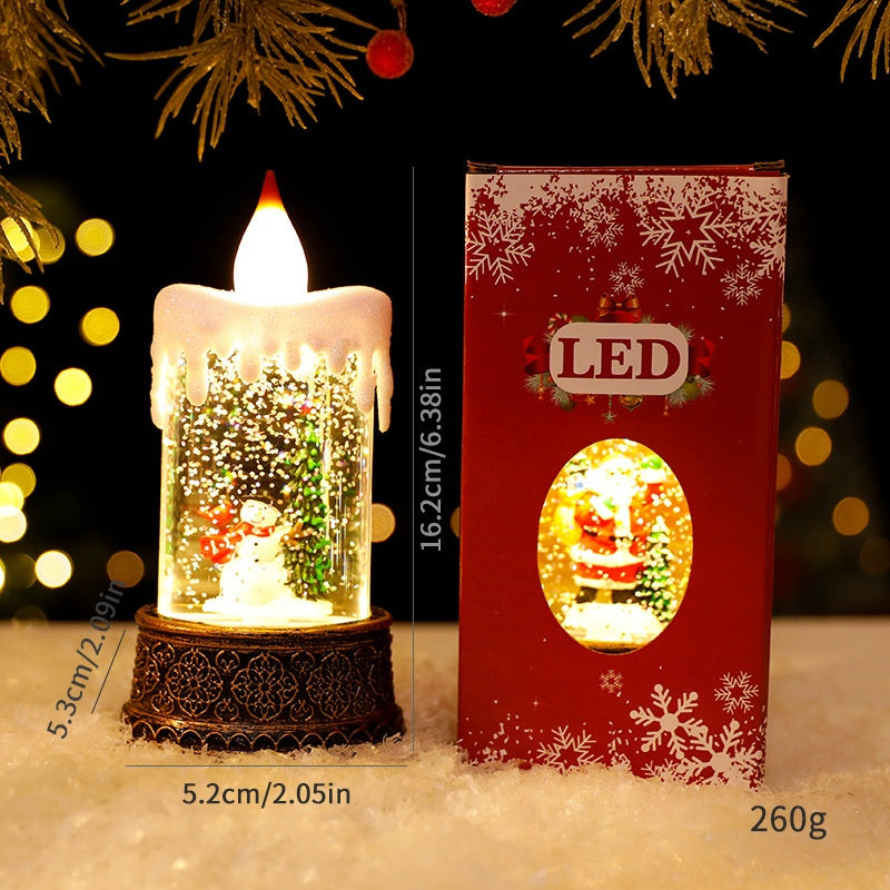 Christmas Light-Up Water-Filled Candle Creative Mini Lantern Night Light Decoration