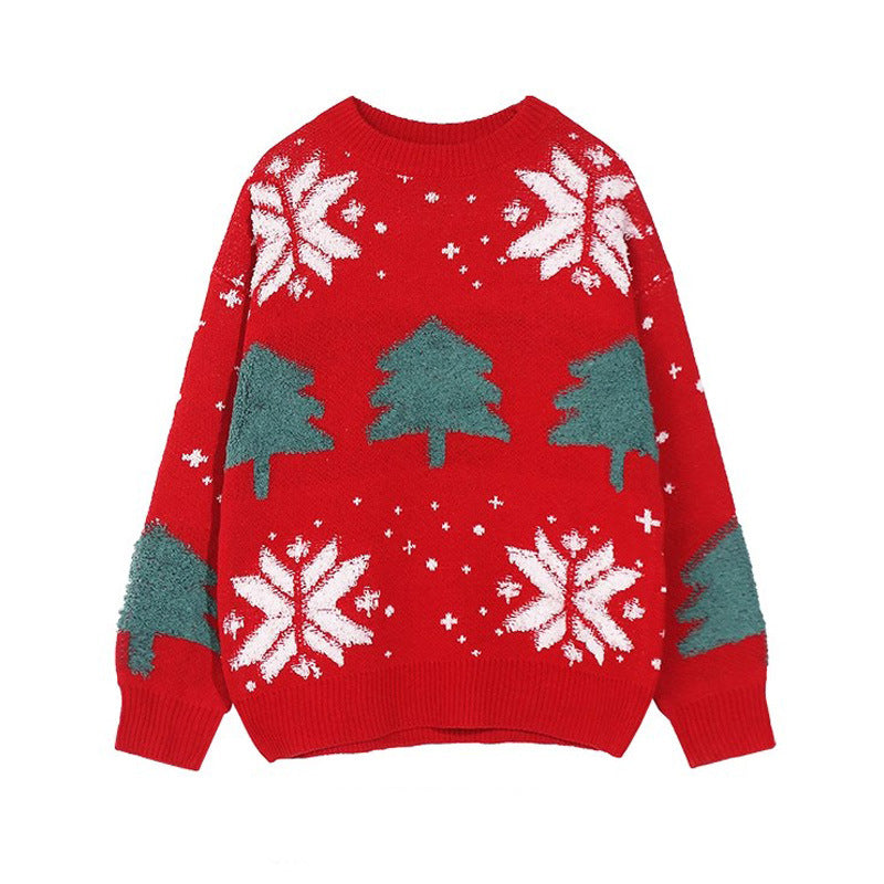 Christmas Snowflakes Christmas Tree Knitwear Sweater