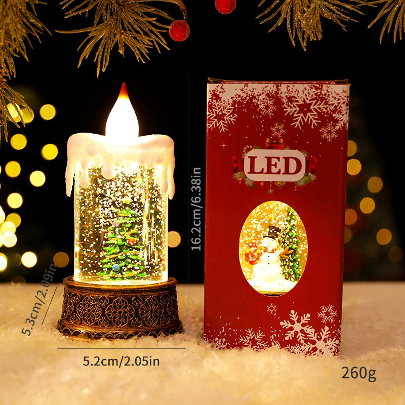 Christmas Light-Up Water-Filled Candle Creative Mini Lantern Night Light Decoration
