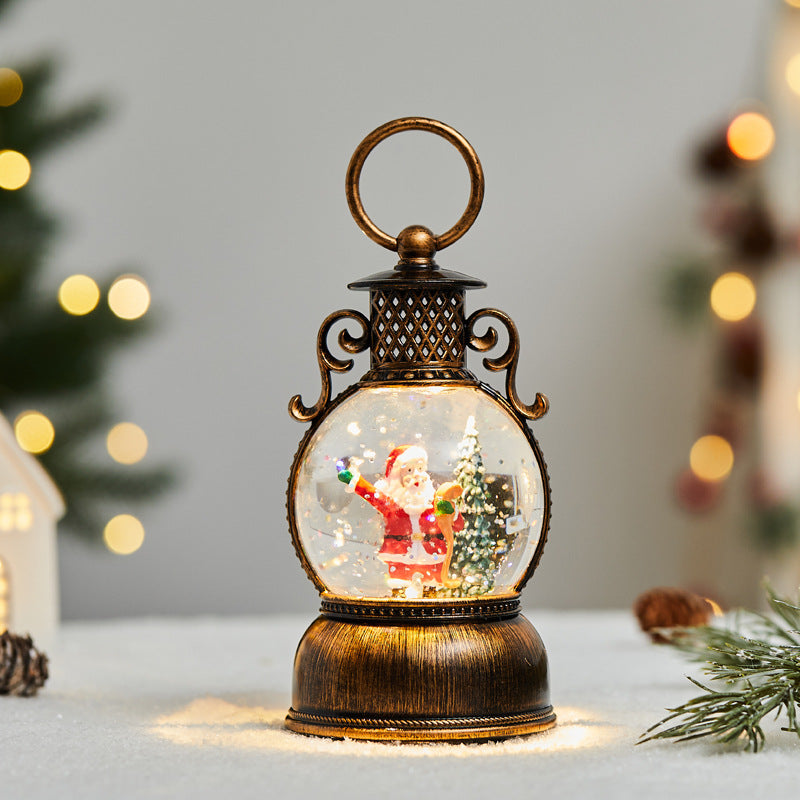 Christmas LED Mini Oil Lamp Holiday Gift Desktop Window Display Scene Atmosphere Decoration Ornament