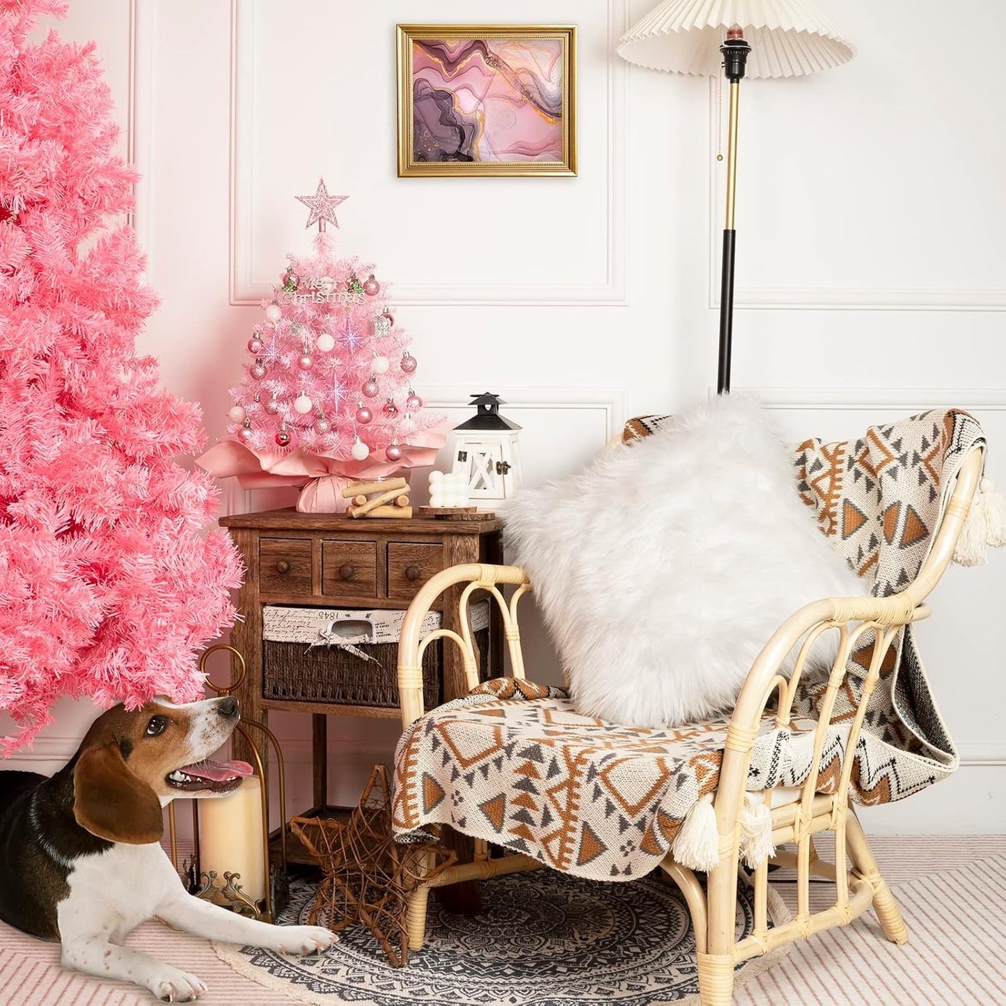 Artificial Small Mini Table Top Christmas Tree With LED Light Ornaments