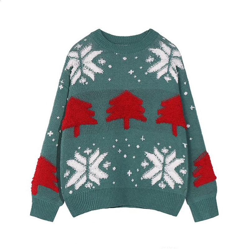 Christmas Snowflakes Christmas Tree Knitwear Sweater