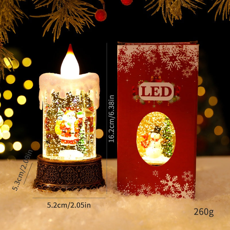 Christmas Light-Up Water-Filled Candle Creative Mini Lantern Night Light Decoration