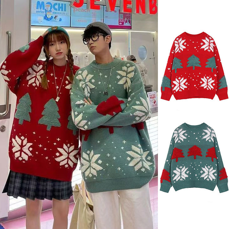 Christmas Snowflakes Christmas Tree Knitwear Sweater