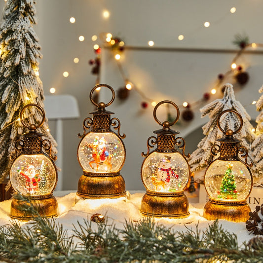 Christmas LED Mini Oil Lamp Holiday Gift Desktop Window Display Scene Atmosphere Decoration Ornament