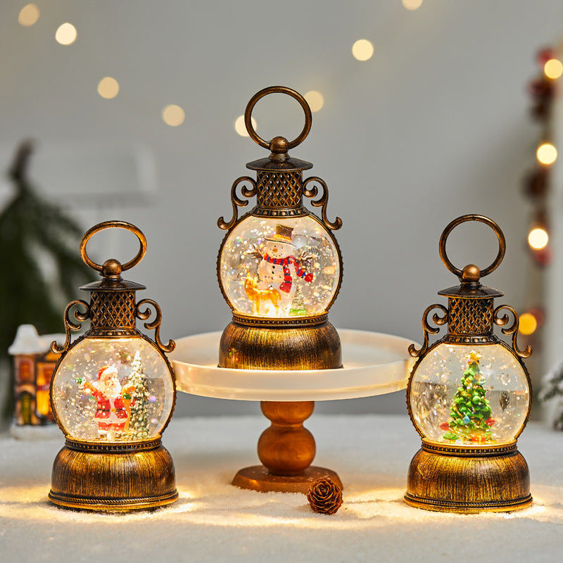 Christmas LED Mini Oil Lamp Holiday Gift Desktop Window Display Scene Atmosphere Decoration Ornament