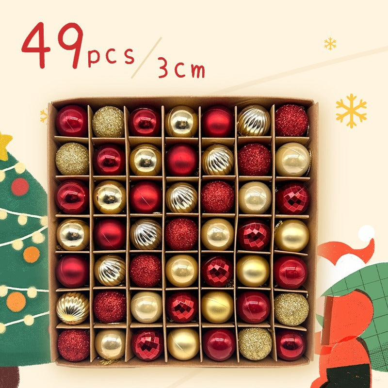 49-Piece Christmas Ornament Set - 3cm Red, Gold Baubles for Christmas Tree Decoration-1