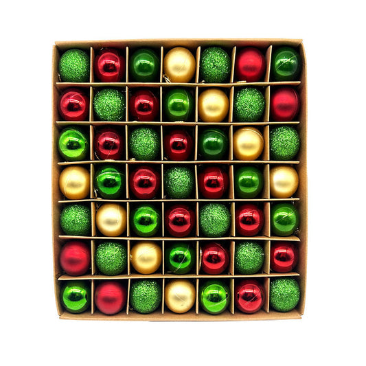 49-Piece Christmas Ornament Set - 3cm Red, Green,Gold Baubles for Christmas Tree Decoration-0