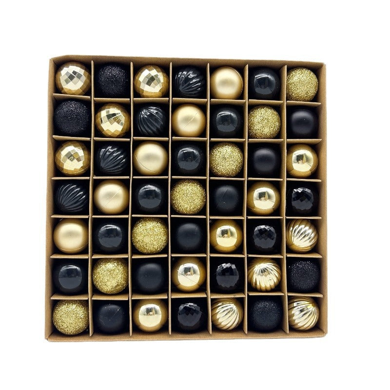 49-Piece Christmas Ornament Set - 3cm Black, Gold Baubles for Christmas Tree Decoration-0