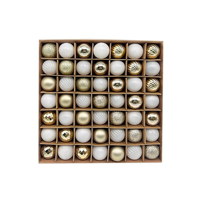 49-Piece Christmas Ornament Set - 3cm White, Gold Baubles for Christmas Tree Decoration-0